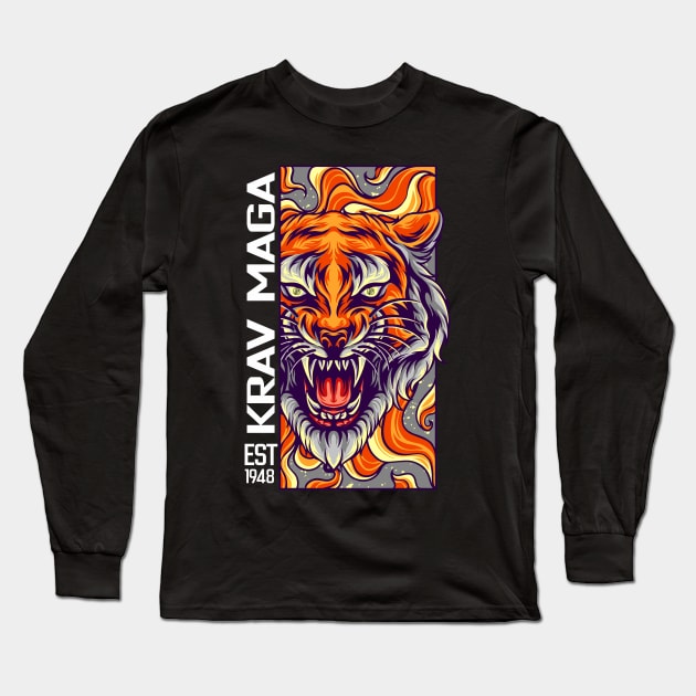 Killer Krav Maga Tiger Design Long Sleeve T-Shirt by loumed